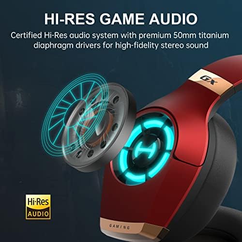 Детска слушалки Edifier Hecate GX Hi-Res за PS4/ PS5 / PC/ switch /геймпада Xbox - Жични слушалки слот USB/Type-C /3.5 мм с микрофон RGB Подсветка - намаляване на шума ENC - Шофьор 50 мм (червен)