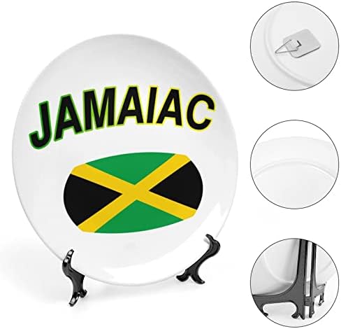 Флаг на Страната Ямайка, Ямайски Флаг Декоративна Чиния от Костен Порцелан Кръгли Керамични Плочи плавателни съдове с Поставка за
