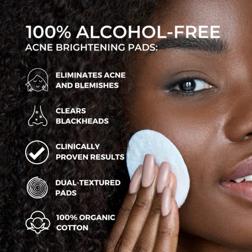 RAOOF MD Acne Brightening Pads - Подложки от акне със съдържание на 5% гликолова киселина + 2% салицилова киселина и не съдържат алкохол. Салфетки от акне на лицето и тялото. Ексфоли