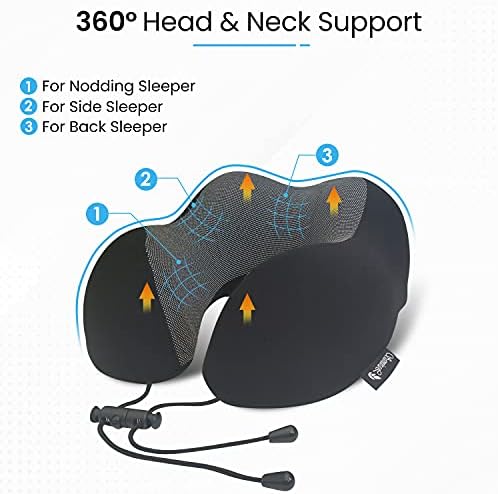 Пътна възглавница, въздушна Възглавница за шията, за да пътуват в самолет, с възглавница за врата от пяна с памет ефект, 3D-Оформяне на маска за очи, затычками за уши и
