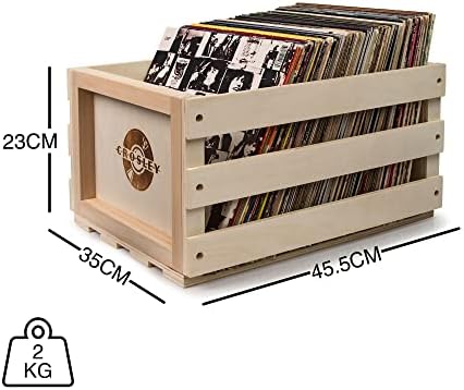 Кутия за съхранение на записи Crosley AC1004A-NA Побира до 75 албуми, Натурален