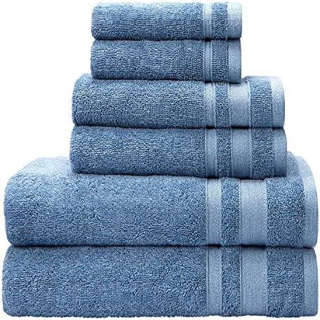 Комплекти хавлиени кърпи Suglon Premium - Кърпи за баня от бамбуково памук Син цвят, Ултра Меки Екологично Чисти Комплекти хавлиени кърпи от