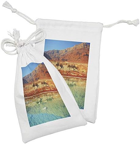 Платнена Торбичка с Лунен Пейзаж, Комплект от 2 теми, Солено брега на Мъртво море в планините на Израел, Живописна картина