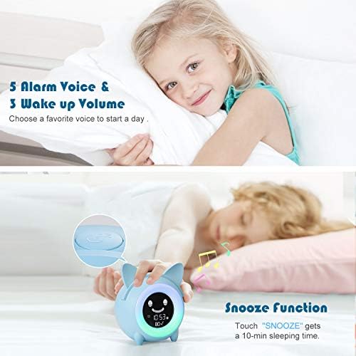 Детски будилник YISUN, Детски симулатор за сън, Часовници OK to Wake за спални, Красиви Дигитални часовници с температура, 5 цвята, Умни