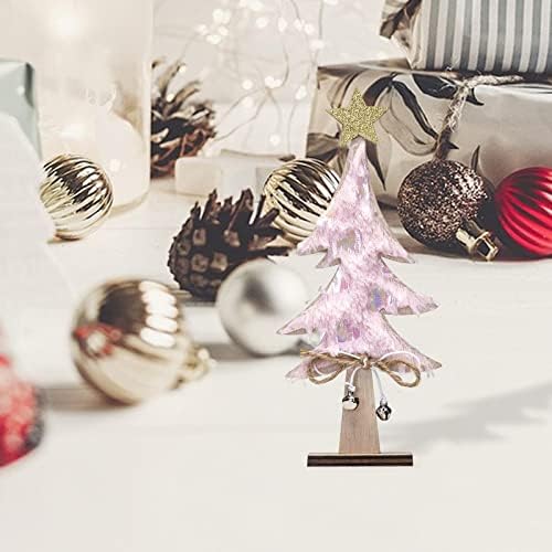Esquirla Стоящи Коледно Дърво Тенис на вътрешна Декорация с Камбана 22 cm H за Празника на Прозореца на Работния Плот Коледен подарък, Розов