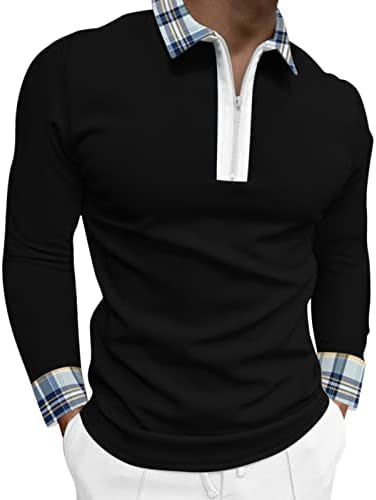 Мъжки ризи Поло ZDDO за голф, Модерни Работни Върхове с Цветни Блокчета в Лоскутную Карирани и Шарени, Обикновен, намаляване, с отложным яка, За тренировки