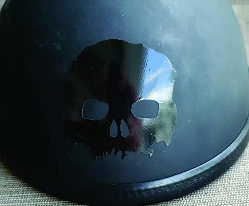 Отразяваща стръмен череп черно - винил стикер с размер 2 1/2 x 2 1/2 за рязане на шлемовете, прозорци, автомобили, камиони, кутии за