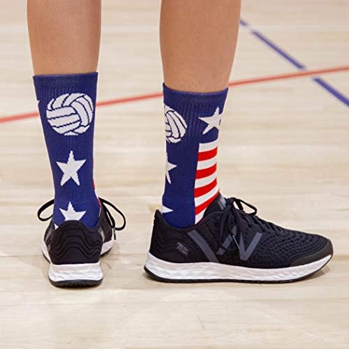 Волейболни чорапи от плат Crew до средата на прасците | САЩ, Червено и бяло-сини