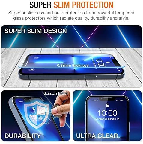 Защитно фолио от закалено стъкло Trianium, предназначени за Apple iPhone 13 (2021) / iPhone 13 Pro (2021) и съвместима с предпазно фолио от закалено стъкло за iPhone 13 Pro Max (2021)