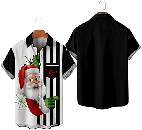 ZDDO Коледни Ризи с копчета за Мъже с Къс Ръкав, Забавна Коледна Ежедневни Риза с Принтом Дядо Коледа, Вечерни Дизайнерски Ризи