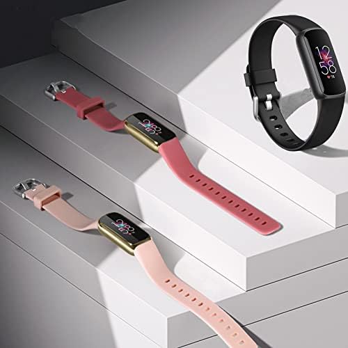 6 Опаковки ремъците, съвместими с джапанки Fitbit Luxe за жени и мъже, Регулируема силиконова Спортна замяна за каишка Luxe, Гъвкава