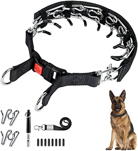 Тренировъчен нашийник с шипове за кучета, Удушаване Битумен нашийник за кучета [2 допълнителни ниво] [Свирка за кучета] [Дело] с цип бутон и гумени капачки, Не е еласт?