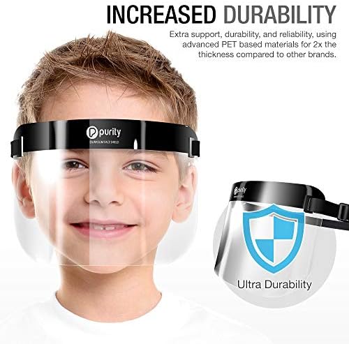 Детска защитна маска за лице Purity серия DuraSlim (детски размер), изработени От прозрачни материали от ДОМАШНИ любимци за Еднократна употреба с възможност за регулиране