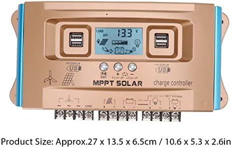 Ветроэнергетический Слънчев Контролер LCD дисплей MPPT Ветро-Слънчева Допълнителен Контролер на заряд на улично осветление на 12V 24V 36V 48V 60V (60A)