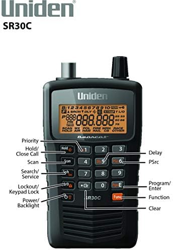 Uniden SR30C Bearcat, 500-канален Компактен ръчен скенер технология за улавяне на радиовълни Close Покана®, турбо-търсене,