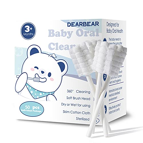 UR [50 опаковки] Средство за почистване на устната кухина Dear Bear Baby, Препарат за почистване на езика на Новороденото