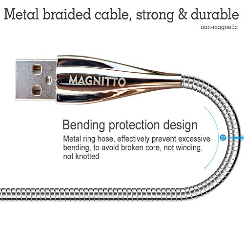 Кабел за зарядно на iPhone повишена здравина MAGNITTO, 2 опаковки 6-подножието на кабела Lightning, Дълъг кабел за зареждане USB Кабел в метална