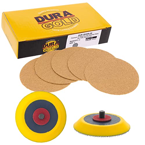 Шлифовъчни дискове Dura-Gold 3 с шкурка 80, плетене на една кука и линия И опорна плоча