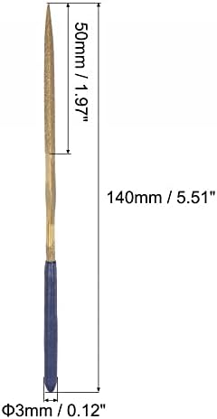 uxcell Диамантени игли като Напильники, 3 мм x 140 мм С титанов щанга с Покритие Триъгълни Дръжки за Напильников Ръчни инструменти