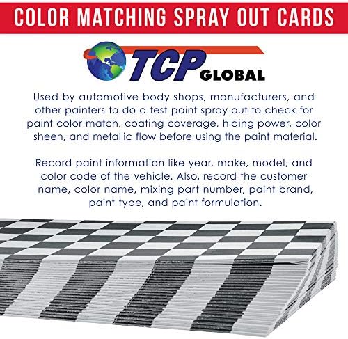 Карта за пръскане на боя TCP Global за избор на цвят (опаковка от 100 броя) - Тест лентата в клетката за определяне на покритие,