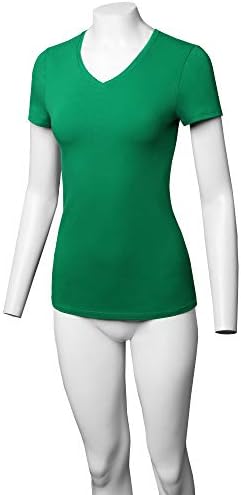 STARJJ Дамски Базова тениска Active Strethcy Slim Fit Bodycon с V-образно деколте и кръгло деколте и къс ръкав (S-XL)