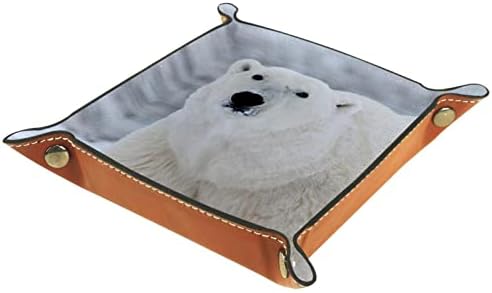 Tacameng Бяло животно от Бяла мечка, кутии за съхранение, малък кожен тава за съхранение, държач за бонбони, тава за подробности за ключове,