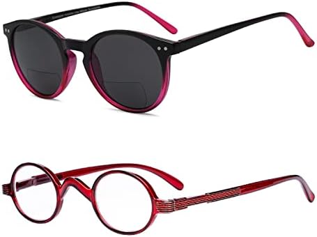 Eyekepper Спестете 10% на 1 опаковка бифокальных слънчеви очила с кръгли считывателями на извори, Черно-розов цвят и 1 пакет малки овални