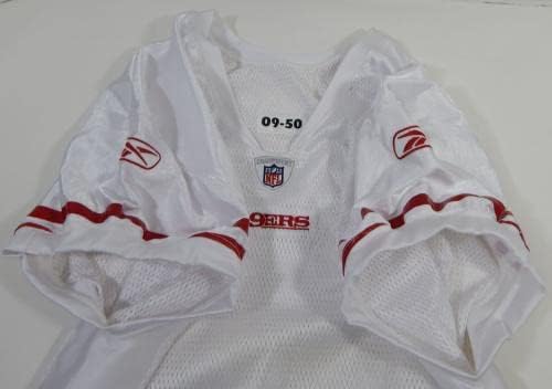 2009 San Francisco 49ers Blank Game Пусна Бялата Фланелка Reebok 50 DP24123 - Използваните тениски За игри NFL Без подпис