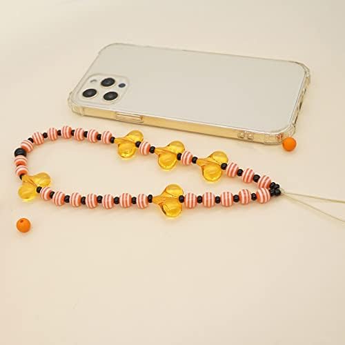 ZJHYXYH Оплетена каишка за мобилен телефон с Геометрична Акрилни веригата под формата на прасковен цвят Сърце, персонализирани за вашия телефон