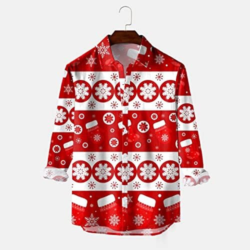 GDJGTA Мъжки Модни и Ежедневни Коледна Дигитален 3D Печат Празнична Риза С Ревера и Бутони С Дълъг Ръкав, Мъжки t-shirt с високо Воротом