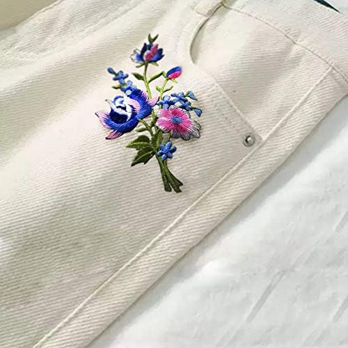 ReNext Розово-сини рози двойка на цветя цветен букет бохо бродирани апликации железни накладки нови ленти