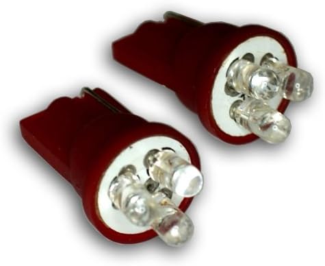 Tuningpros LEDGB-T10-R3 Led Крушки за жабка T10 на танкетке, 3 червени светодиода, комплект от 2 теми