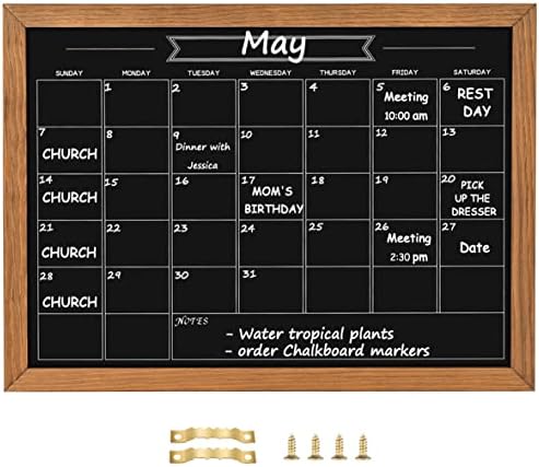 Черна дъска с календар Umtiti, 10,6 * 14,6, Магнитна Повърхност, Кафяво Креда бяла дъска в рамка от масив Бор в Селски стил