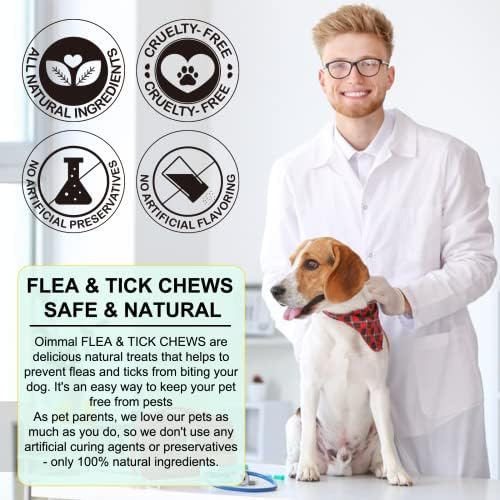 Профилактика на бълхи и Кърлежи за кучета Дъвчене, Натурална Добавка от бълхи и Кърлежи за Кучета, 150 Дъвчащи Таблетки от бълхи и Кърлежи