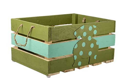 Стилна дървена кутия-органайзер за детски играчки, ръчно изработени Pebblelicious. Дизайнерски Многофункционален Органайзер от рециклирано дърво от Зелен/Тюркоаз Medium