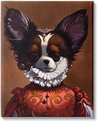 Stupell Industries Забавен Портрет на Кралския Кученце, Дрехи от епохата на Възраждането за домашни кучета, Дизайн Томас Флухарти,