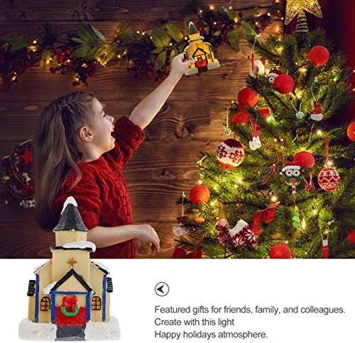Коледен Декор NUOBESTY Декор на Масата за Хранене Дървена Барака Коледен Орнамент са подбрани Коледна Сцена От Смола Селски