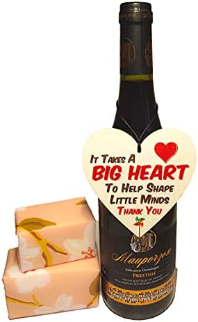 Подаръци на учителите CAKIROTS Дървена Табелка във формата на Сърце -Трябва Голямо Сърце, за да Образуват Малки Умове-за учителите, за Благодарствени подаръци На Бала Д