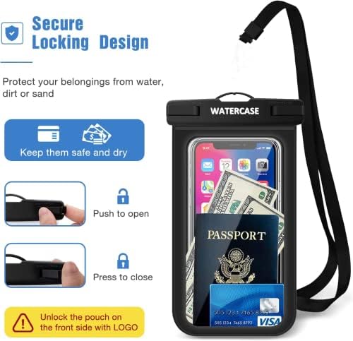 Водоустойчива чанта за телефон WATERCASE, Водоустойчива Чанта За Плажни Аксесоари, Водоустойчив калъф за телефон, Държач за врата, Водоустойчива чанта за Samsung, Android и iPhon
