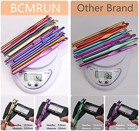 BCMRUN 14 бр Многоцветни Алуминиеви Куки За Плетене на една Кука, Игли за Плетене, Ремесленная Прежди 2-10 мм ...