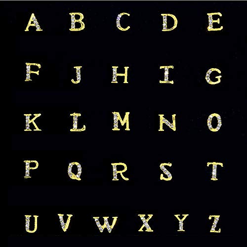 Писма за дизайн на ноктите 3D Метален Пирон Златни Главни Английски Букви с Кристали Староанглийски Азбуката A-Z 26 бр Украса