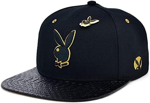 Мъжка шапка Playboy's-adult Rush с Регулируема каишка на равна подметка, черен / златен, Един размер