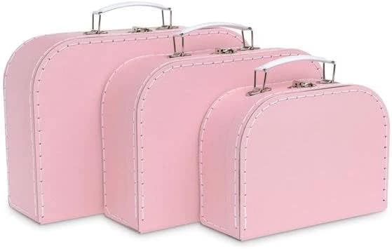 Картонени куфари Liquid41, Комплект от 3 Кутии за съхранение. Чудесно за рождени дни, за съхранение за деца и централните украса (розов)