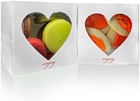 Прозрачни Кутии за сладкиши и бисквити по 25 бр с Малък Прозорец във формата на Сърце