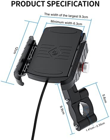 Закопчалка за телефон Мотоциклет XIXIAN, Планина За телефон мотоциклет с Безжично зарядно устройство Qi 15W Бързо Зареждане 2в1 USB Зареждане Завой на 360 ° за мобилен телеф