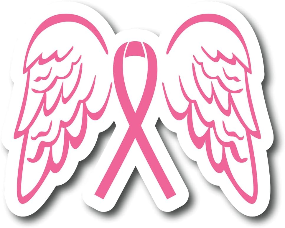 Крилата на Ангела с Панделка от рак | Месец осведомеността за рака на гърдата | една Чудесна идея за подарък | Стикер-стикер | 2 пакета | 5-Инчови Етикети |S11698
