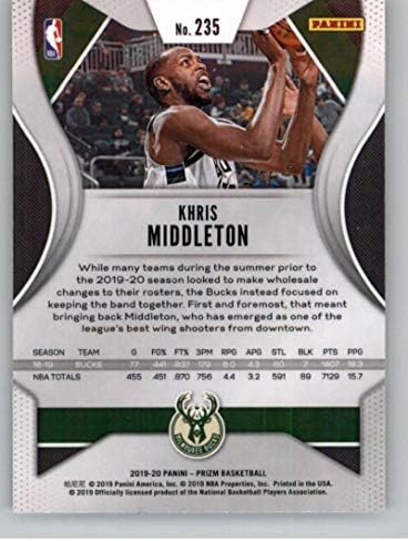 2019-20 Панини Prizm 235 Търговска картичка Крис Миддлтона Милуоки Бъкс Баскетболно карта НБА