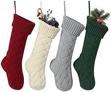 Чорапи за дефлаборации, Коледни Чорапи, плетени калъф за Коледни чорапи, Персонални Декорации за чорапи за домашна празнична украса (Сив,