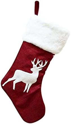 Дефлабные чорапи, Коледни чорапи с оленьими рога 18 инча, снежинка от лен и люспи, Класически дълги чорапи, чанти, детски подаръци. Коледни