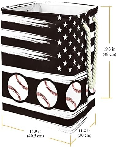 Бейзболна Кошница за дрехи с Американския Флаг, Голяма Кошница за дрехи с Удобна дръжка за Носене, Водоустойчива Сгъваема Кошница